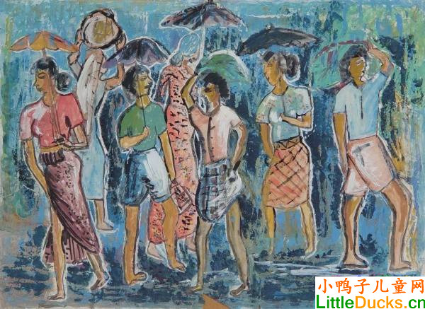 斯里兰卡儿童画作品欣赏下雨天