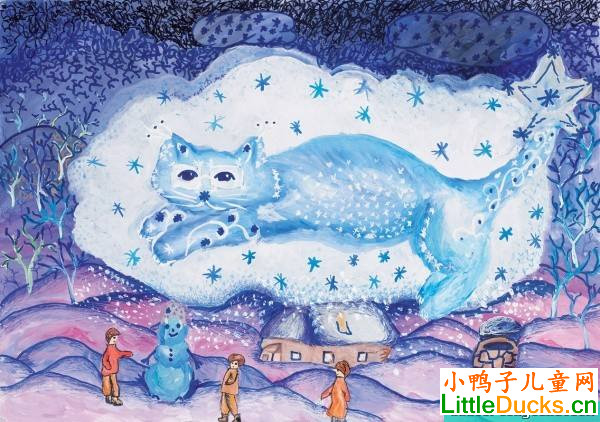 白俄罗斯儿童绘画作品Winter fairy