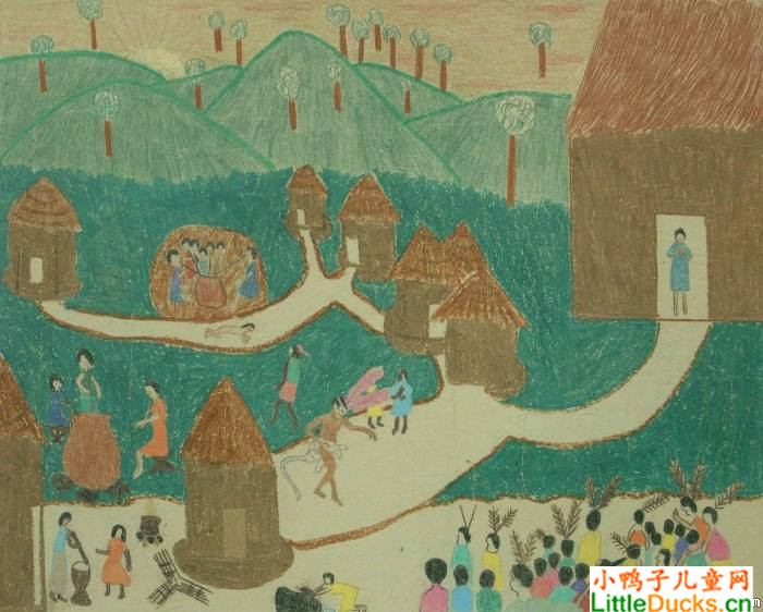 乌干达儿童画画大全Homestead in LangoLango的住家