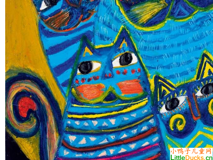 拉脱维亚儿童画画图片蓝猫