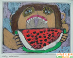 南非儿童画画图片吃西瓜