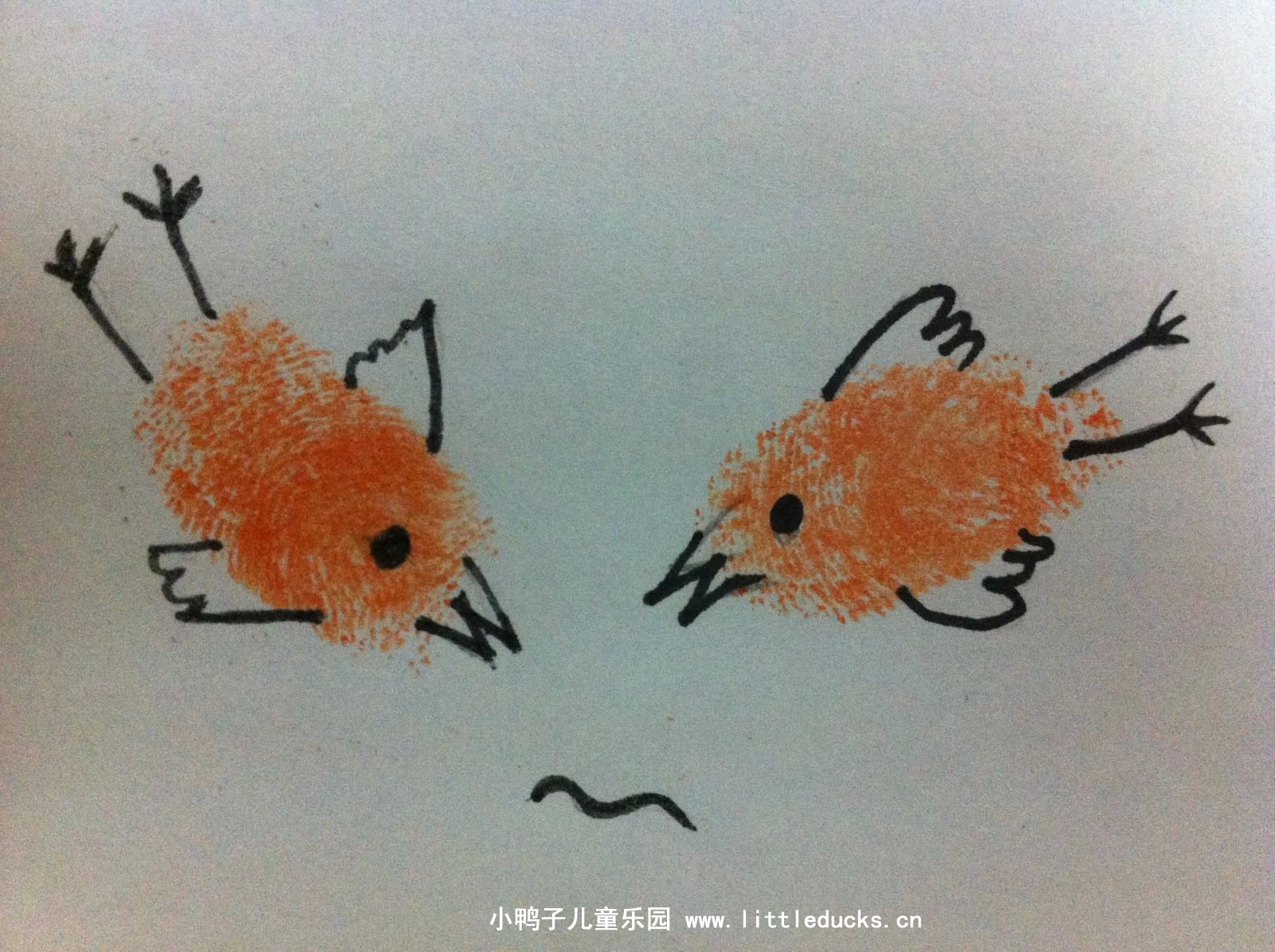 儿童创意手指画图片:各种形态的小鸡