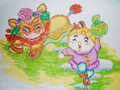 儿童画作品欣赏狮子滚绣