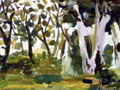 儿童画作品欣赏《树林》水粉画