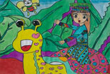 儿童绘画作品公主骑蜗牛儿童水彩画图片大全