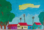儿童绘画作品我爱我的家乡风景水彩画图片大全
