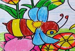 儿童绘画作品花丛中的小