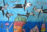 儿童绘画作品儿童绘画作品燕子的画法-一群小燕
