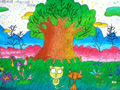 儿童绘画作品绿树成
