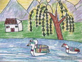 儿童绘画作品春江水暖鸭