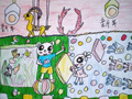儿童绘画作品动物也过春节了