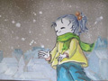 儿童绘画作品冬天的小女
