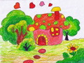 儿童绘画作品七彩小屋