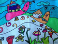 儿童绘画作品蜗牛的爬山