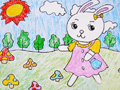 儿童绘画作品可爱的兔姑