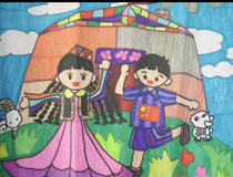 儿童绘画作品维吾尔族的
