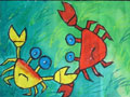 儿童绘画作品两只螃蟹在