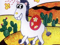 儿童绘画作品沙漠中的骆