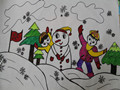 儿童绘画作品下雪了