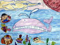 儿童绘画作品《我和鲸鱼