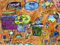 儿童绘画作品《美丽的蘑