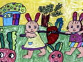 儿童绘画作品《拔萝卜》