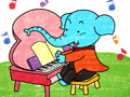 儿童绘画作品大象弹钢琴
