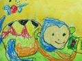 儿童绘画作品小猴子找妈