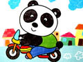 儿童绘画作品小熊猫骑摩