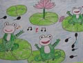 儿童绘画作品青蛙唱