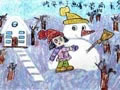 儿童绘画作品我们堆雪人