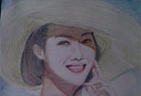 优雅气质女人儿童画彩色铅笔画