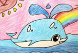 可爱小鲸鱼儿童画作品欣