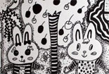 线描画图片大全-两只小兔寻找食物