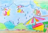 儿童画作品欣赏下雨天的