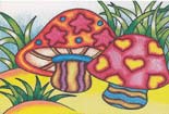 儿童画作品欣赏-鲜美的蘑菇