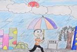 儿童画作品欣赏-雨天