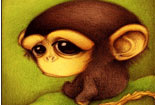 儿童画作品欣赏-委屈的小猴子