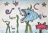 儿童画作品欣赏-大鱼吃