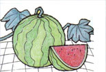 儿童画作品欣赏-美味的西瓜