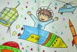 遨游太空儿童画作品欣赏