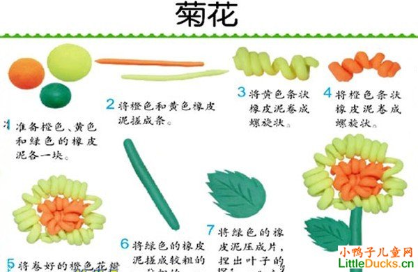 橡皮泥手工制作：菊花