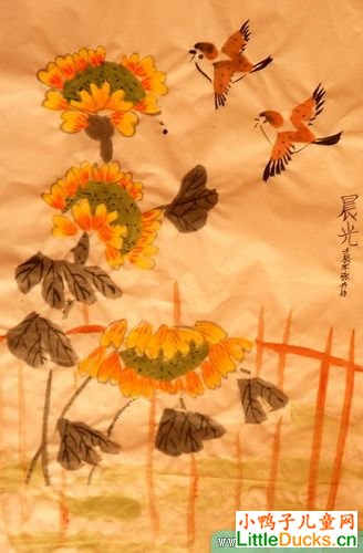 小学生国画图片向日葵