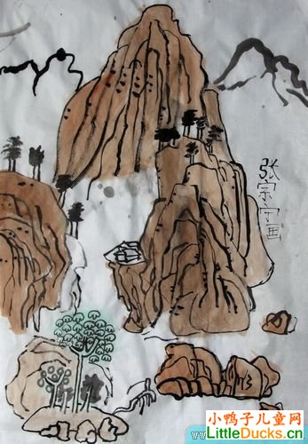 小学生绘画作品国画山水