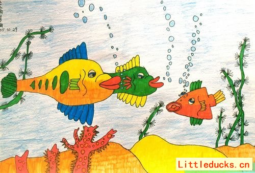 小学生绘画作品海底世界