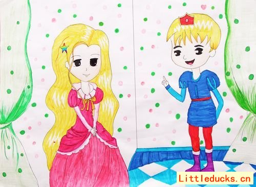 儿童卡通画王子和公主