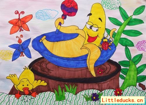 儿童卡通画调皮的香蕉先生