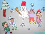 小学生绘画作品欣赏堆雪人