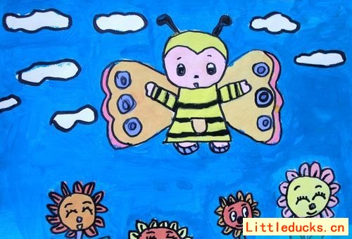 儿童卡通画美丽的蝴蝶