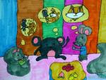 幼儿园美术作品小老鼠吹